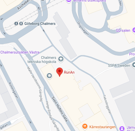 Map showing Chalmers Conference Centre at Chalmersplatsen 1